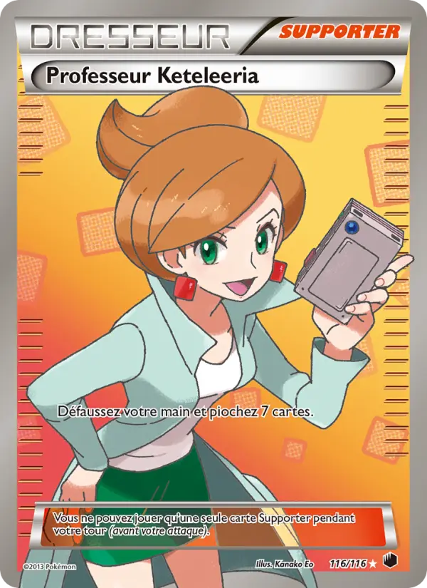Scan HD carte Pokémon Professeur Keteleeria 116/116 — Glaciation Plasma