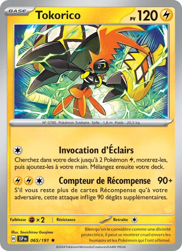 Scan HD carte Pokémon Tokorico 065/191 — Étincelles Déferlantes
