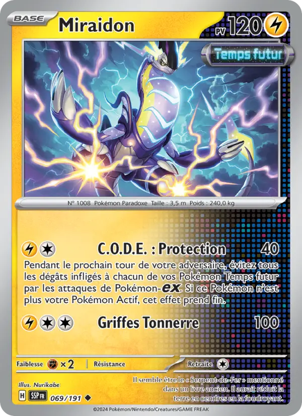 Scan HD carte Pokémon Miraidon 069/191 — Étincelles Déferlantes