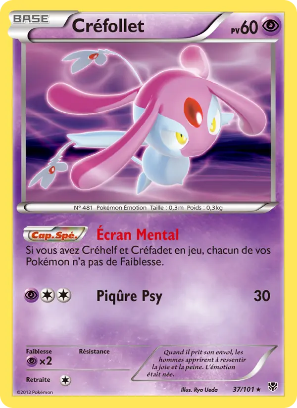 Scan HD carte Pokémon Créfollet 37/101 — Explosion Plasma
