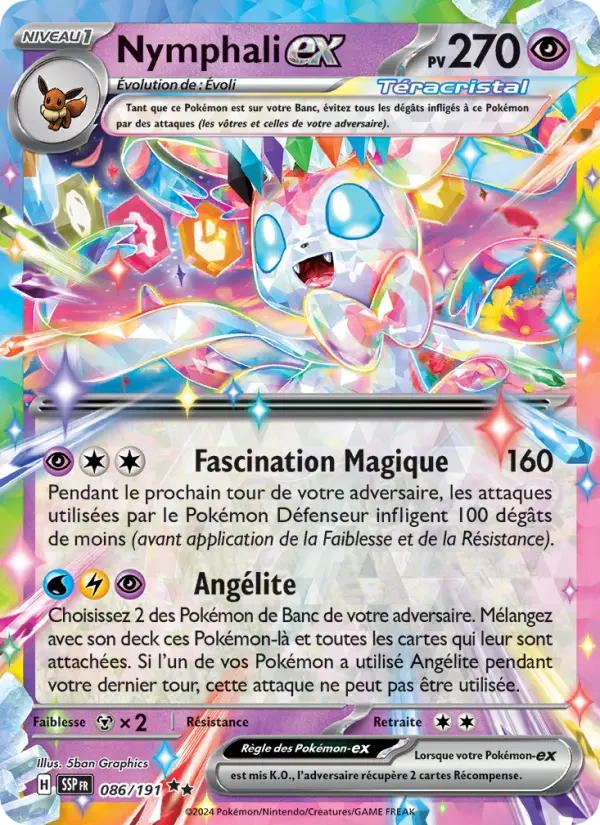 Scan HD carte Pokémon Nymphali-ex 086/191 — Étincelles Déferlantes