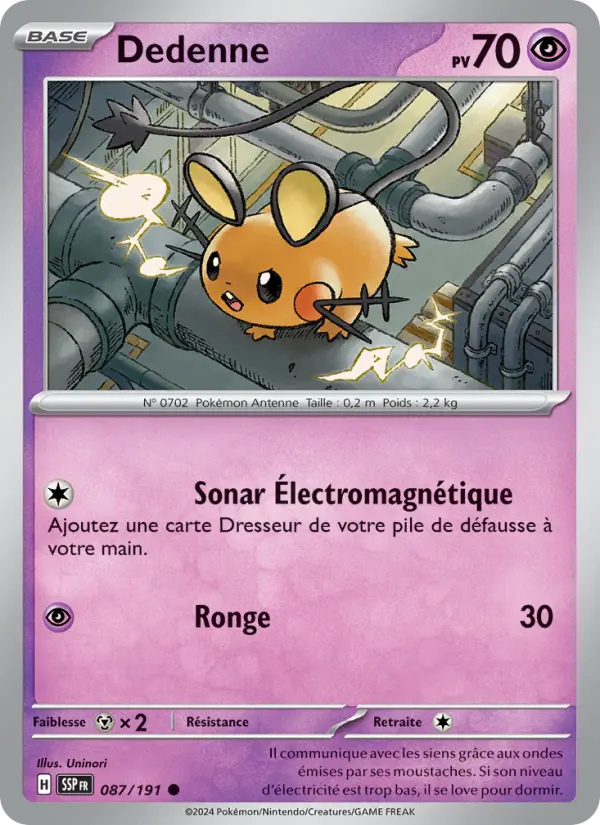Scan HD carte Pokémon Dedenne 087/191 — Étincelles Déferlantes