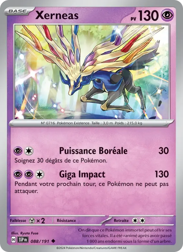 Scan HD carte Pokémon Xerneas 088/191 — Étincelles Déferlantes