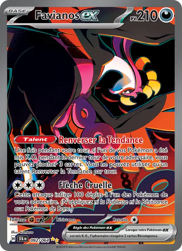 Scan HD carte Pokémon Favianos-ex 092/64 — Fable Nébuleuse