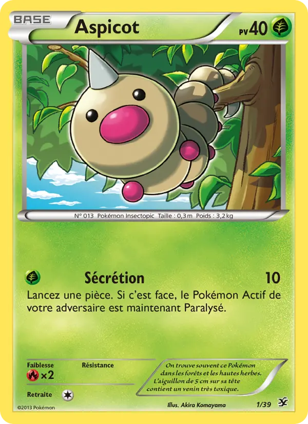 Scan HD carte Pokémon Aspicot 1/39 — Bienvenue à Kalos