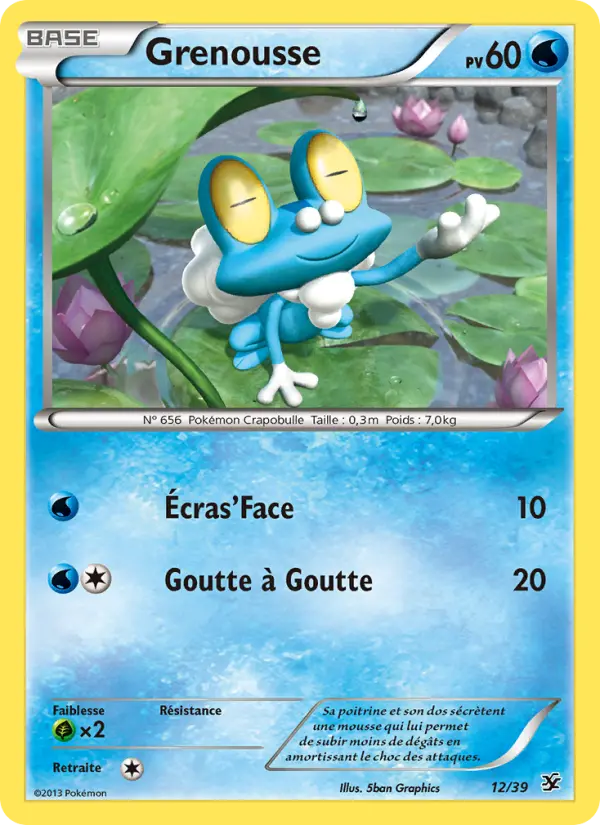 Scan HD carte Pokémon Grenousse 12/39 — Bienvenue à Kalos