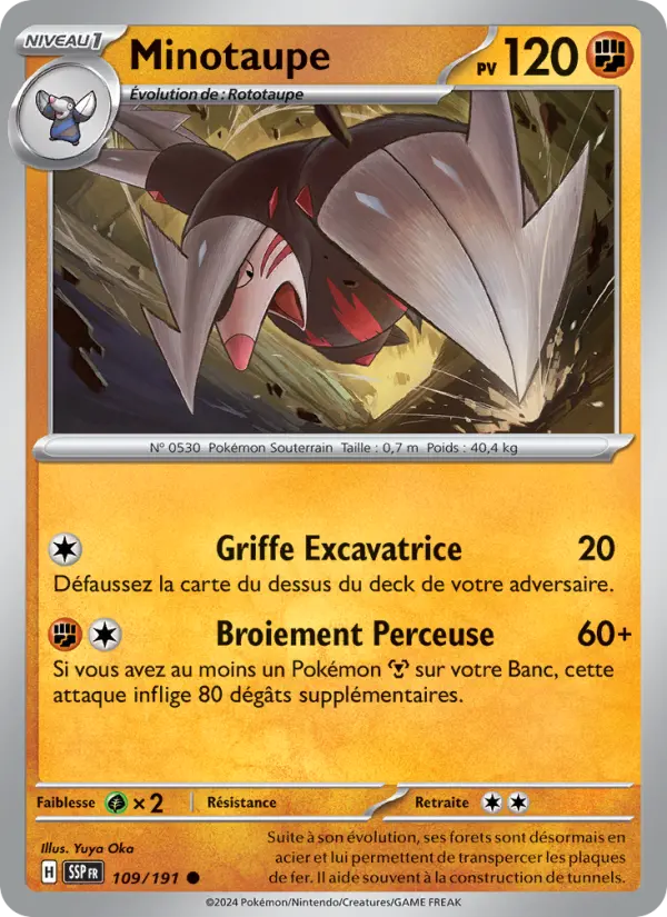 Scan HD carte Pokémon Minotaupe 109/191 — Étincelles Déferlantes