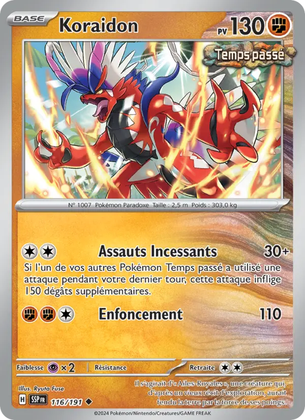 Scan HD carte Pokémon Koraidon 116/191 — Étincelles Déferlantes