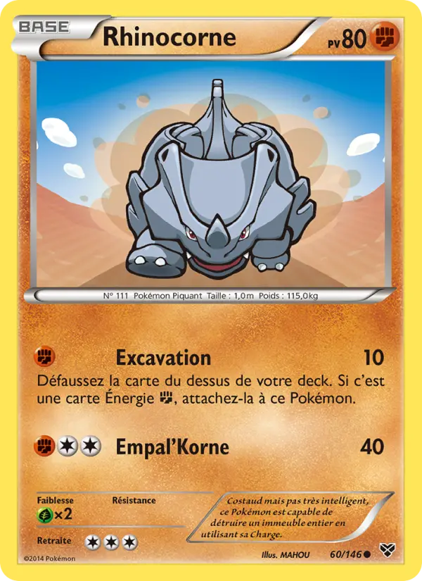 Scan HD carte Pokémon Rhinocorne 60/146 — XY