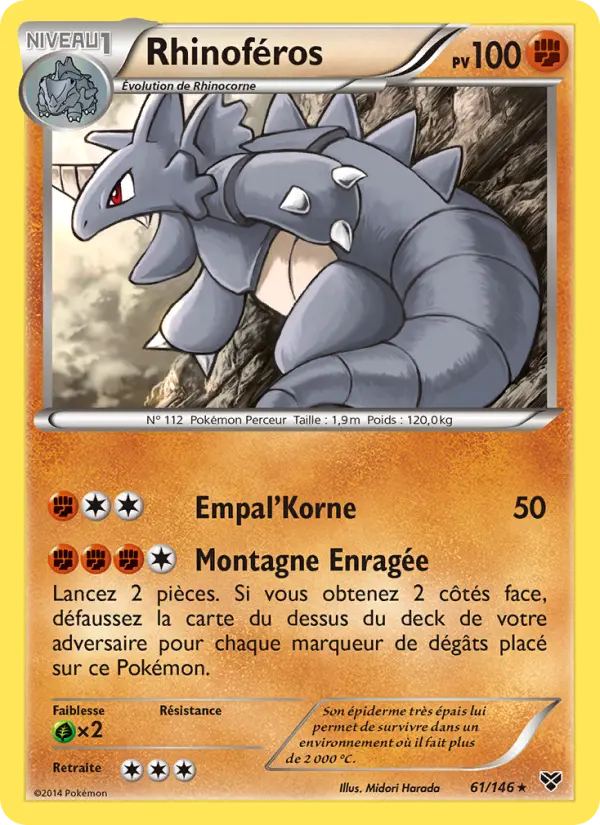 Scan HD carte Pokémon Rhinoféros 61/146 — XY