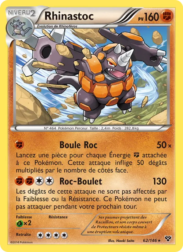 Scan HD carte Pokémon Rhinastoc 62/146 — XY