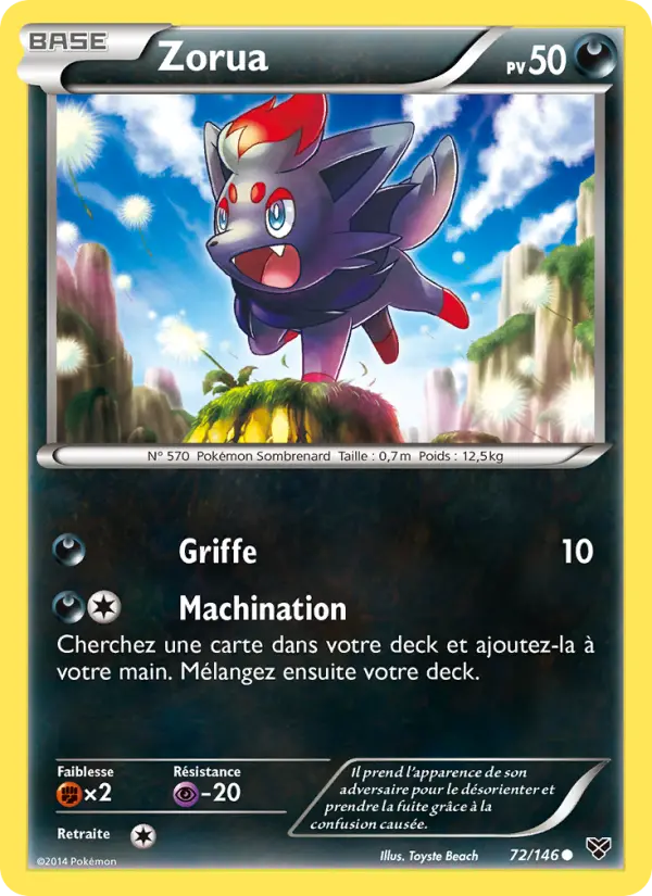 Scan HD carte Pokémon Zorua 72/146 — XY