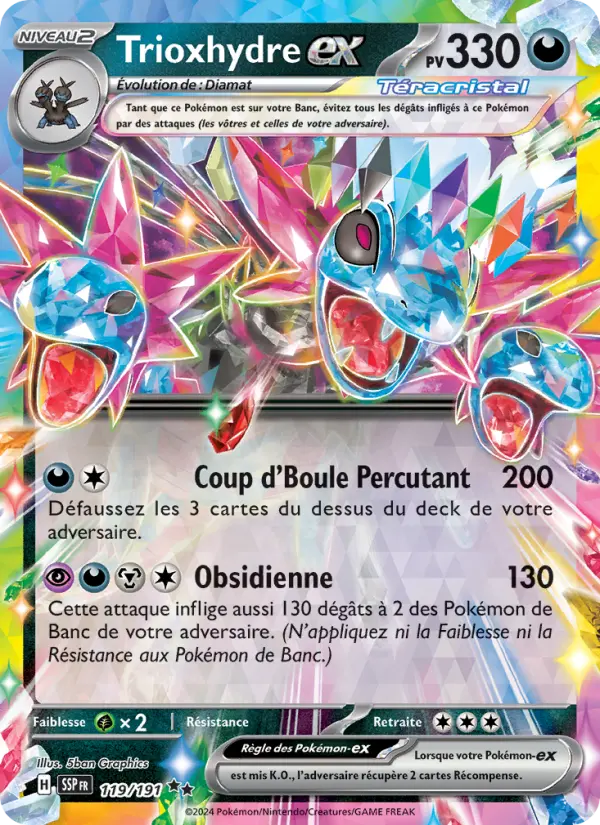 Scan HD carte Pokémon Trioxhydre-ex 119/191 — Étincelles Déferlantes