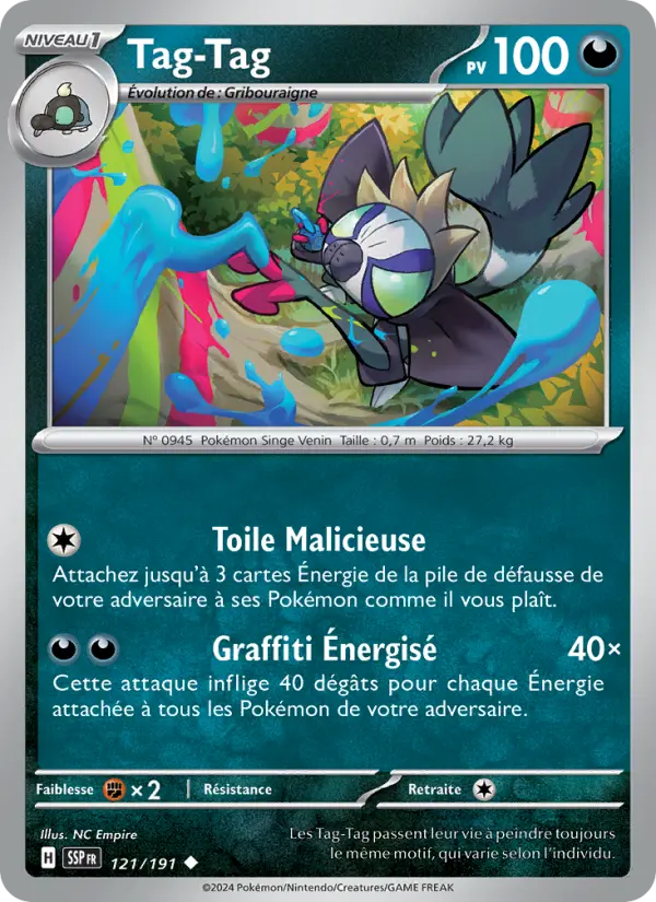 Scan HD carte Pokémon Tag-Tag 121/191 — Étincelles Déferlantes