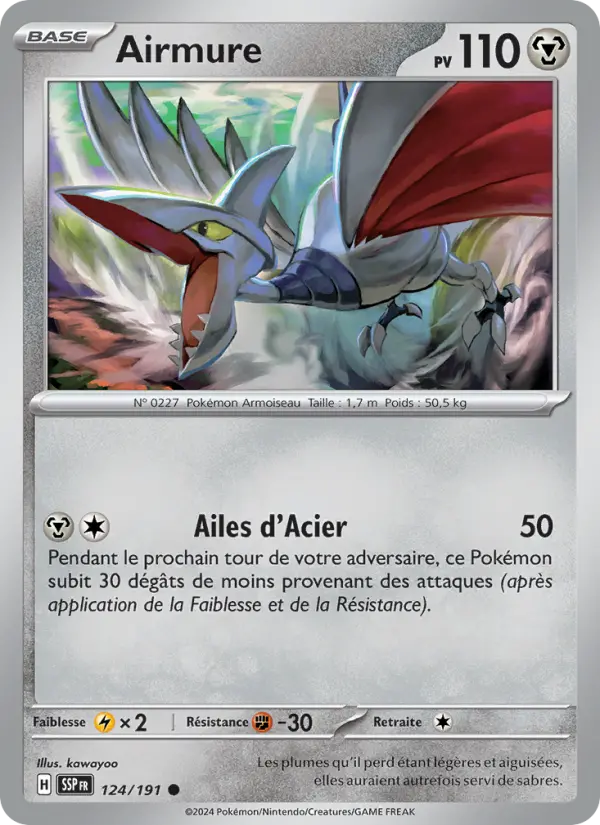 Scan HD carte Pokémon Airmure 124/191 — Étincelles Déferlantes