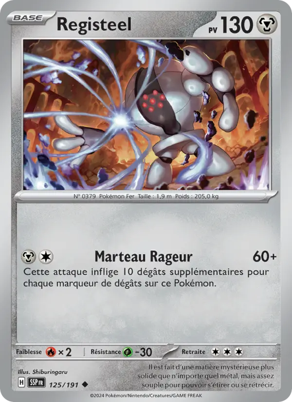 Scan HD carte Pokémon Registeel 125/191 — Étincelles Déferlantes