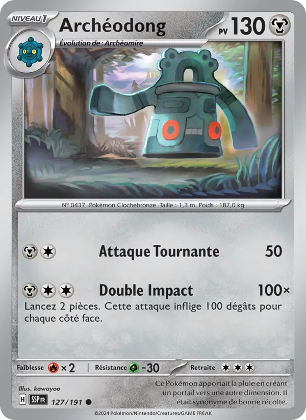 Scan HD carte Pokémon Archéodong 127/191 — Étincelles Déferlantes