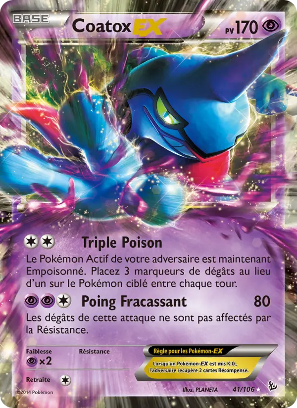 Scan HD carte Pokémon Coatox EX 41/106 — Étincelles