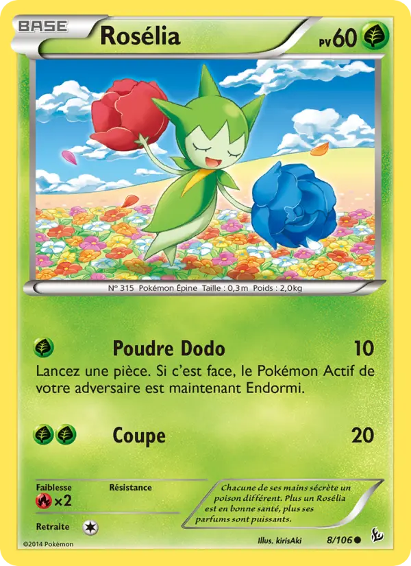 Scan HD carte Pokémon Rosélia 8/106 — Étincelles