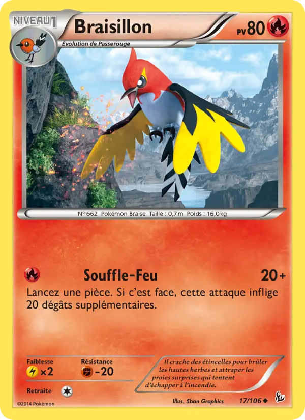 Scan HD carte Pokémon Braisillon 17/106 — Étincelles