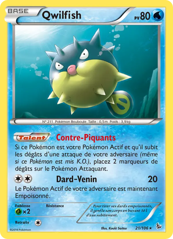 Scan HD carte Pokémon Qwilfish 21/106 — Étincelles