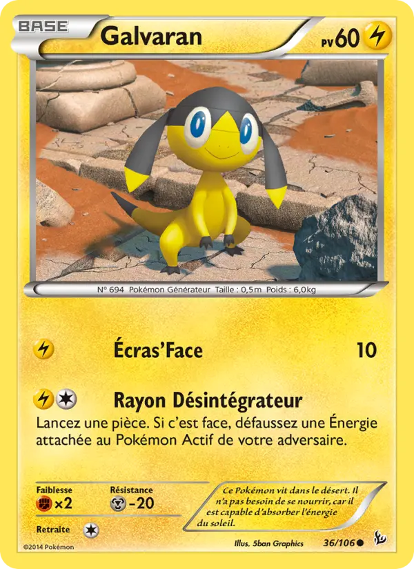 Scan HD carte Pokémon Galvaran 36/106 — Étincelles