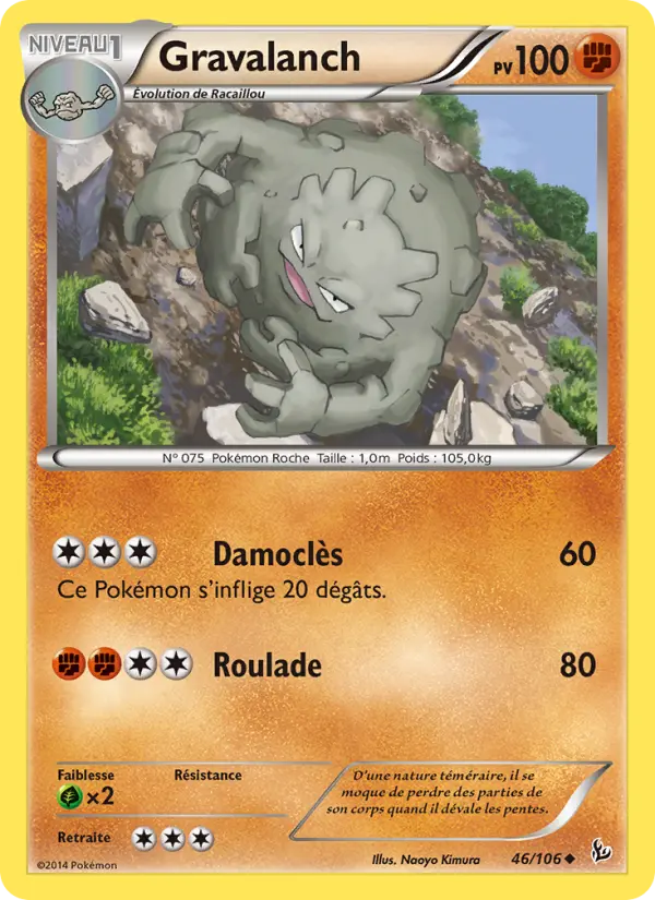 Scan HD carte Pokémon Gravalanch 46/106 — Étincelles