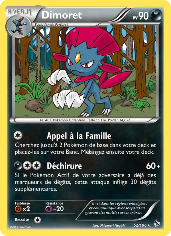 Scan HD carte Pokémon Dimoret 52/106 — Étincelles