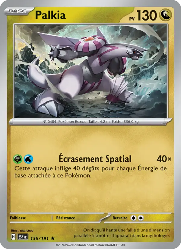 Scan HD carte Pokémon Palkia 136/191 — Étincelles Déferlantes