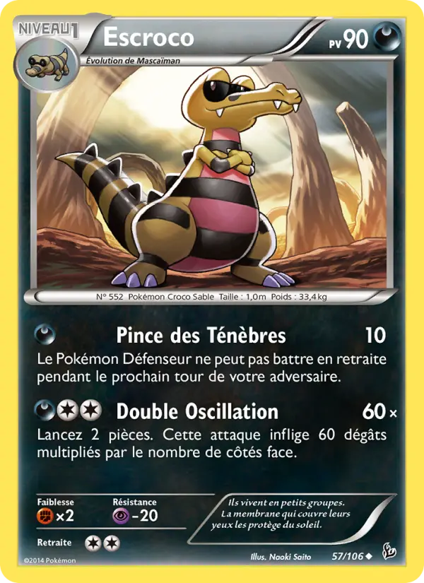 Scan HD carte Pokémon Escroco 57/106 — Étincelles