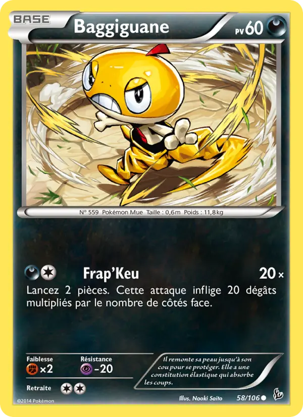 Scan HD carte Pokémon Baggiguane 58/106 — Étincelles