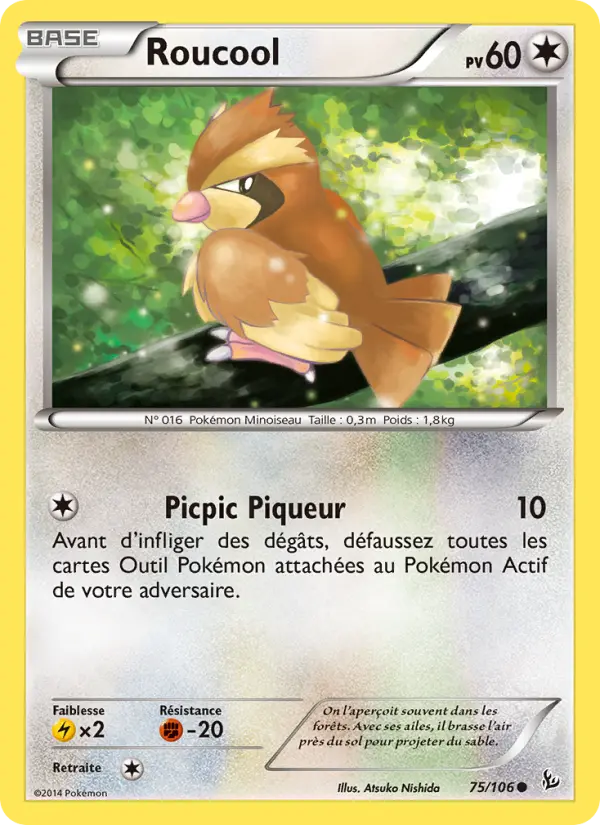 Scan HD carte Pokémon Roucool 75/106 — Étincelles