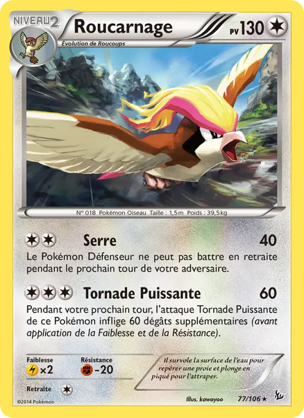 Scan HD carte Pokémon Roucarnage 77/106 — Étincelles