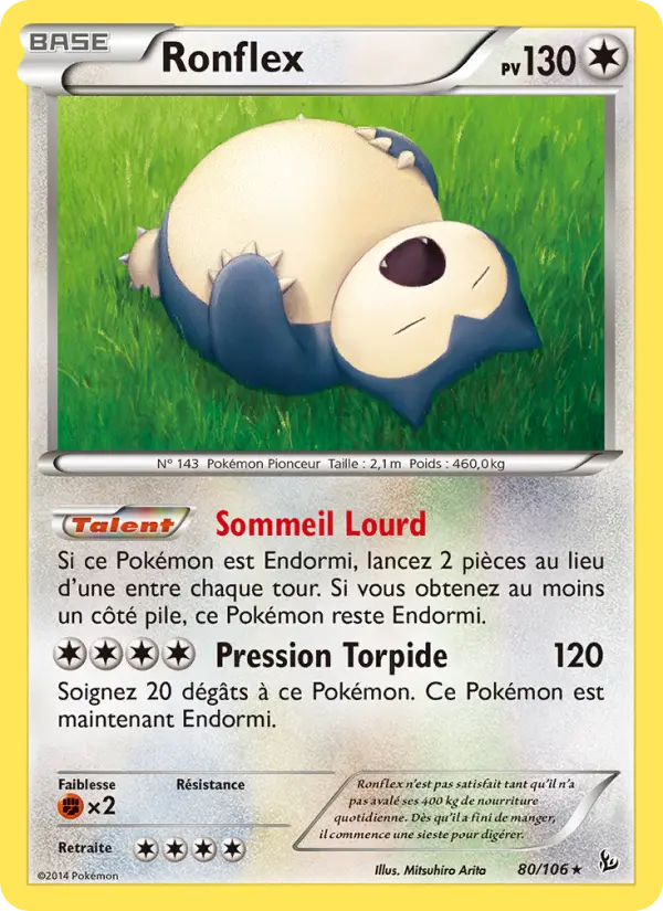 Scan HD carte Pokémon Ronflex 80/106 — Étincelles