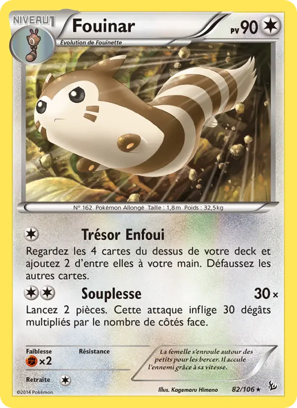 Scan HD carte Pokémon Fouinar 82/106 — Étincelles