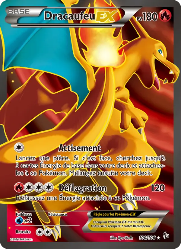 Scan HD carte Pokémon Dracaufeu EX 100/106 — Étincelles
