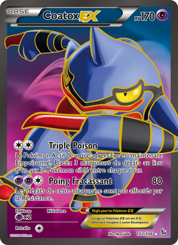 Scan HD carte Pokémon Coatox EX 102/106 — Étincelles