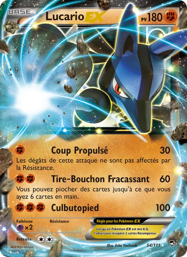 Scan HD carte Pokémon Lucario EX 54/111 — Poings Furieux