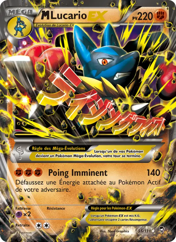Scan HD carte Pokémon M-Lucario EX 55/111 — Poings Furieux