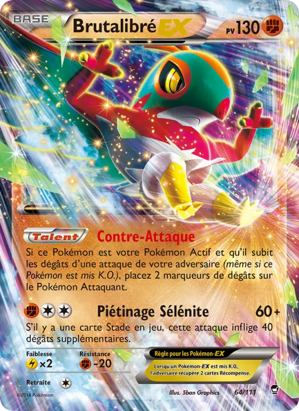 Scan HD carte Pokémon Brutalibré EX 64/111 — Poings Furieux