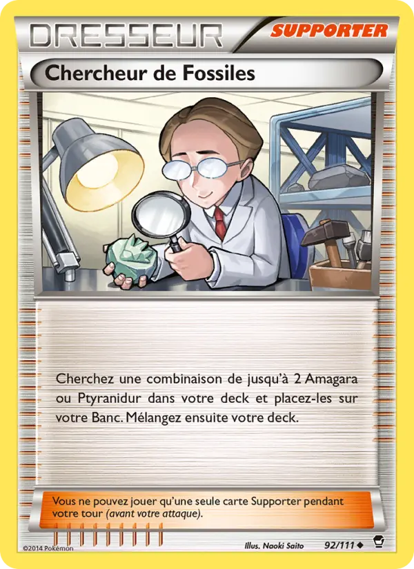 Scan HD carte Pokémon Chercheur de Fossiles 92/111 — Poings Furieux