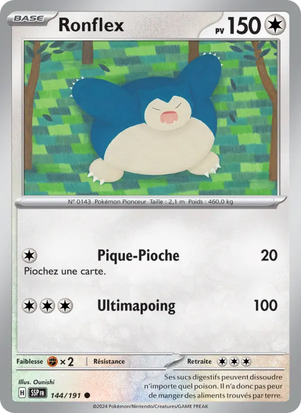Scan HD carte Pokémon Ronflex 144/191 — Étincelles Déferlantes