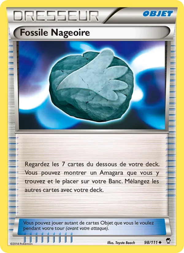 Scan HD carte Pokémon Fossile Nageoire 98/111 — Poings Furieux