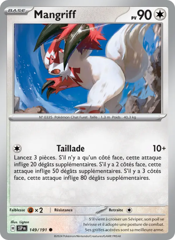 Scan HD carte Pokémon Mangriff 149/191 — Étincelles Déferlantes