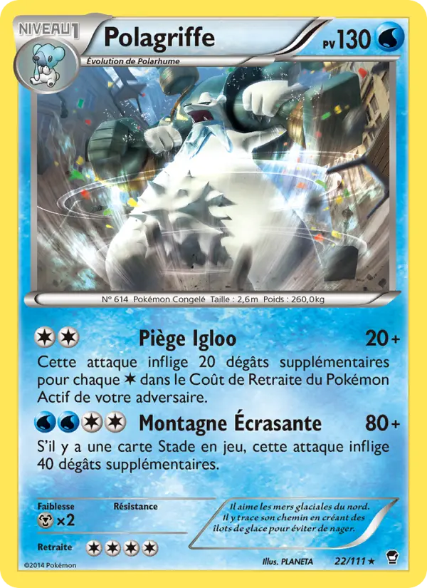 Scan HD carte Pokémon Polagriffe 22/111 — Poings Furieux