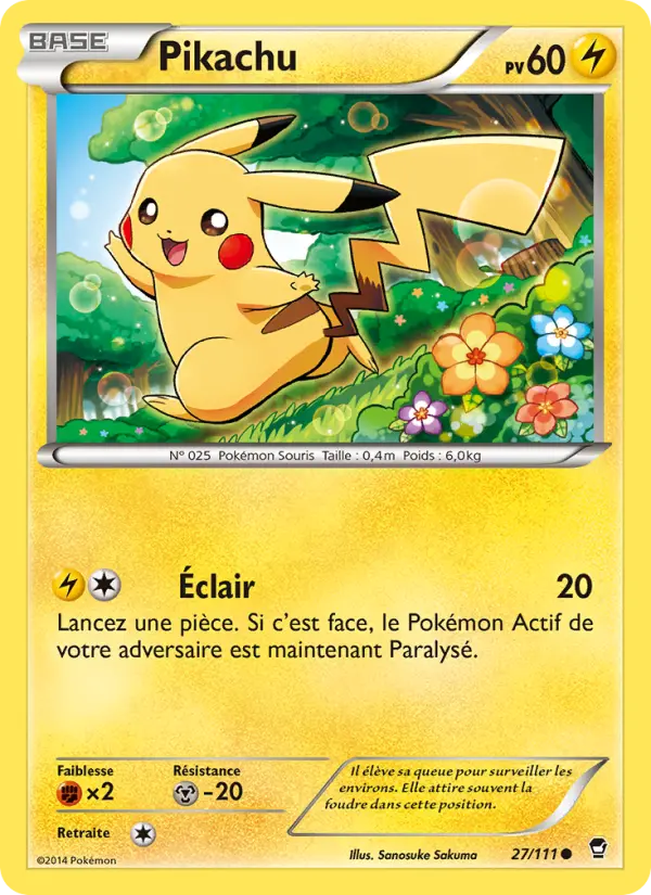 Scan HD carte Pokémon Pikachu 27/111 — Poings Furieux