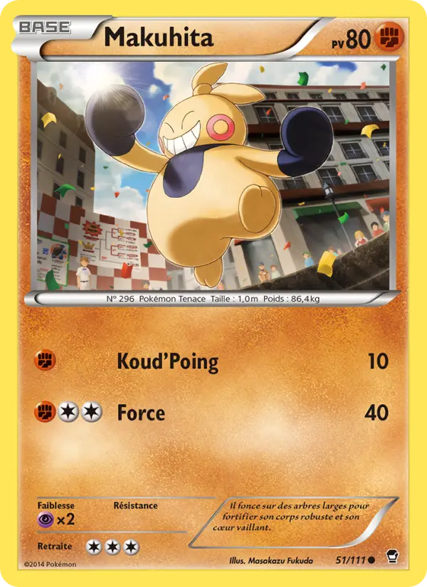 Scan HD carte Pokémon Makuhita 51/111 — Poings Furieux