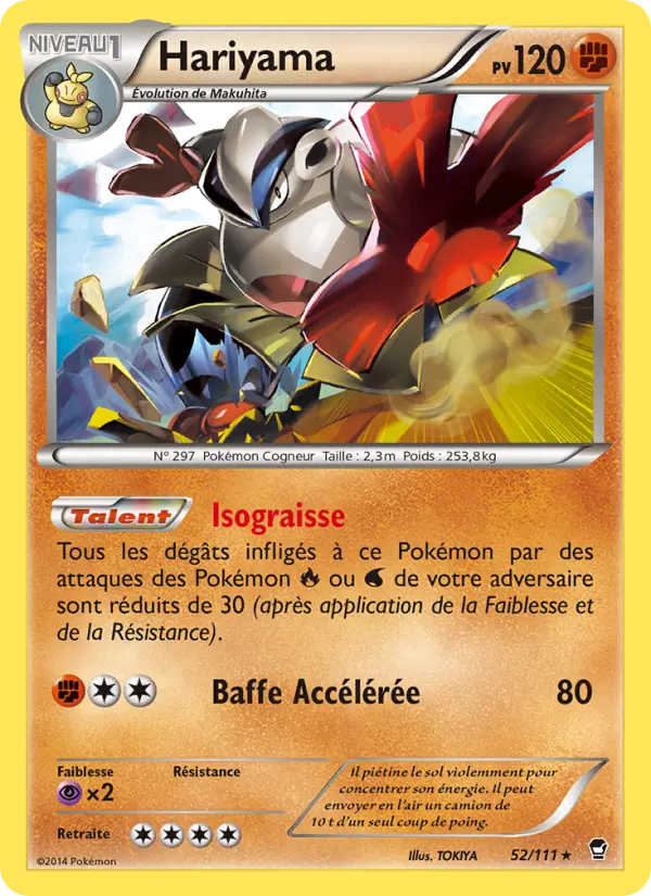 Scan HD carte Pokémon Hariyama 52/111 — Poings Furieux