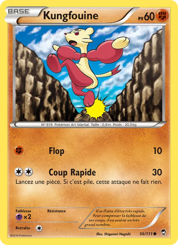 Scan HD carte Pokémon Kungfouine 56/111 — Poings Furieux