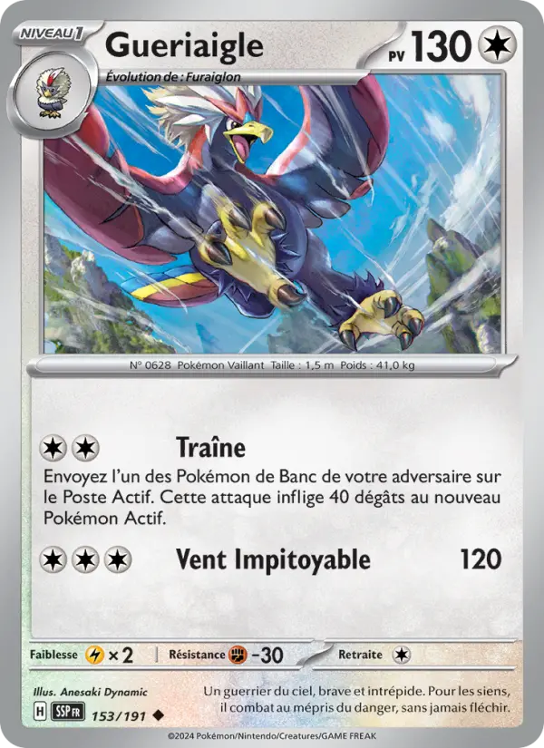 Scan HD carte Pokémon Gueriaigle 153/191 — Étincelles Déferlantes